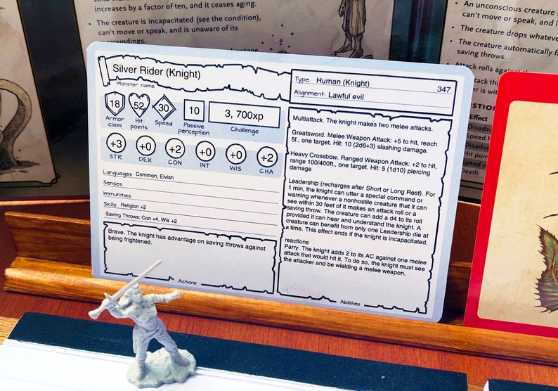 Monster Cards DnD 5e PDF Fillable Same size as the | Etsy