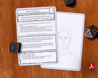 Dnd NPC Cards Monster Cards Creature Cards PDF Fillable Customizable Printable Accessory Dungeon ...