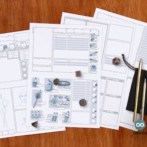 Extended Character Sheet - A5 | Landscape | DnD 5e | PDF | Fillable | All Races
