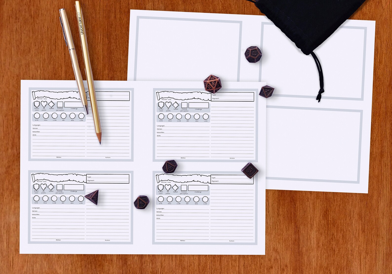 Monster Cards With Lines Dnd 5e PDF Fillable Same Size - Etsy