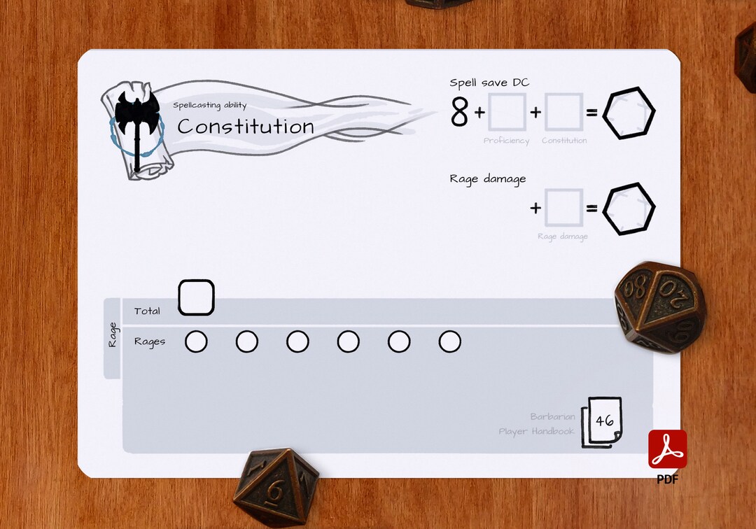 Barbarian Rage Slot Tracker – Dnd 5e | PDF - Etsy