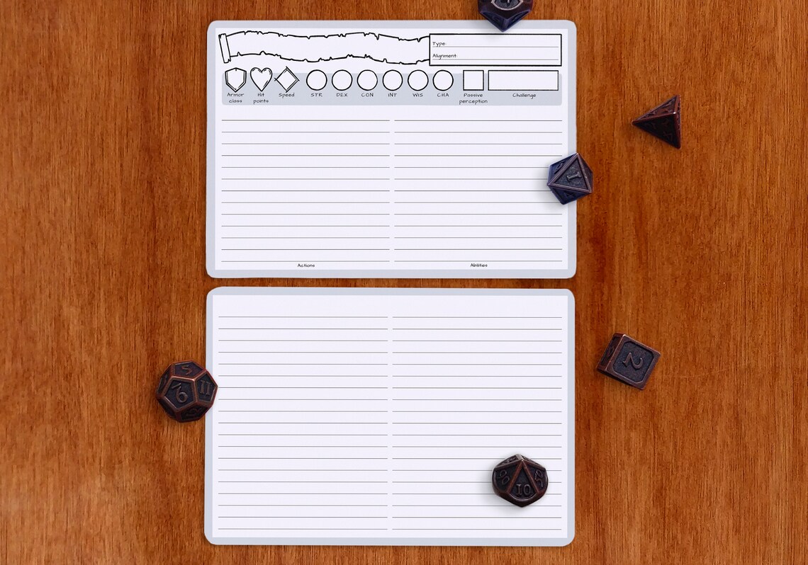 Monster Cards With Lines Dnd 5e PDF Fillable Same Size - Etsy