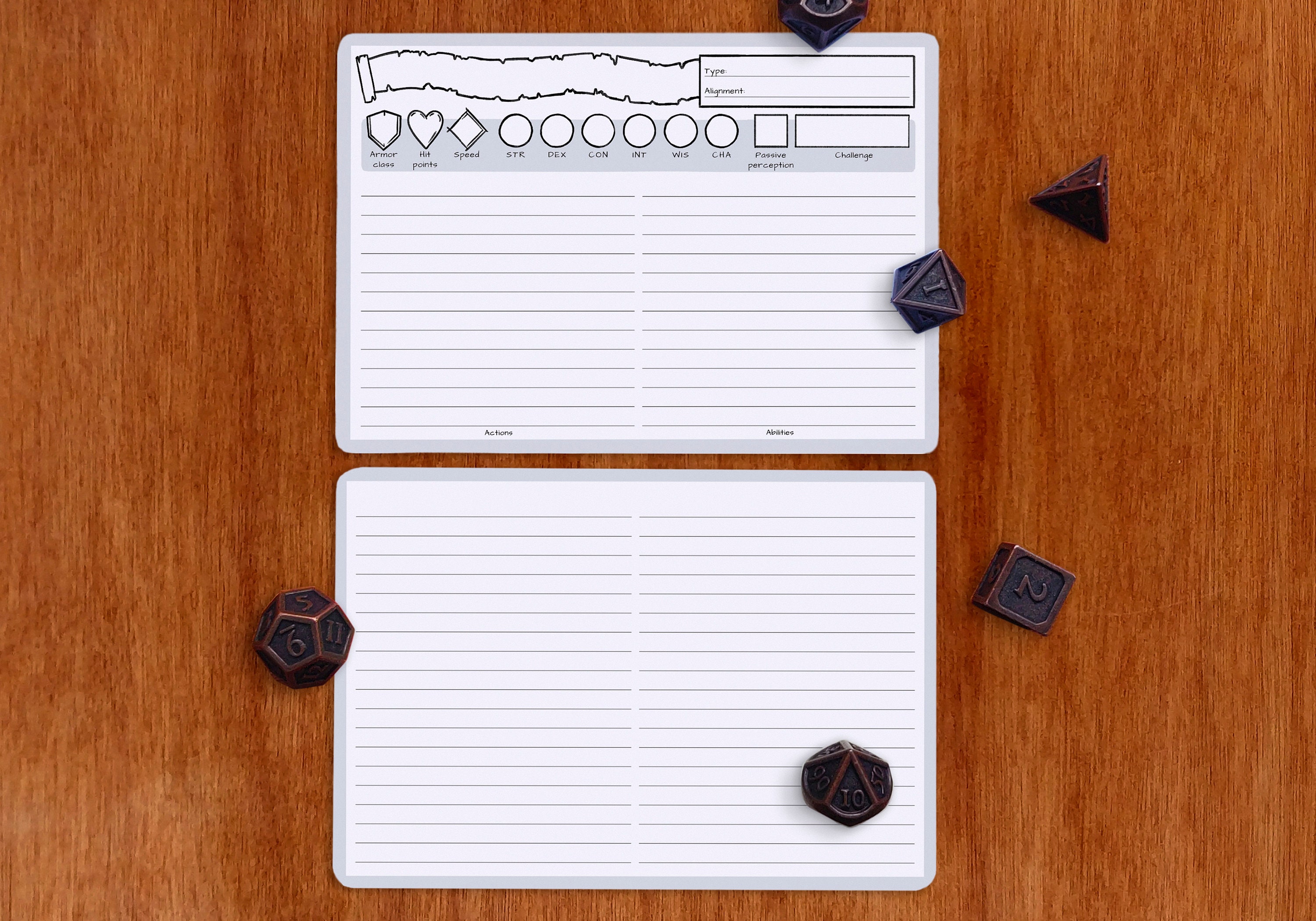 Monster Cards With Lines Dnd 5e PDF Fillable Same Size - Etsy