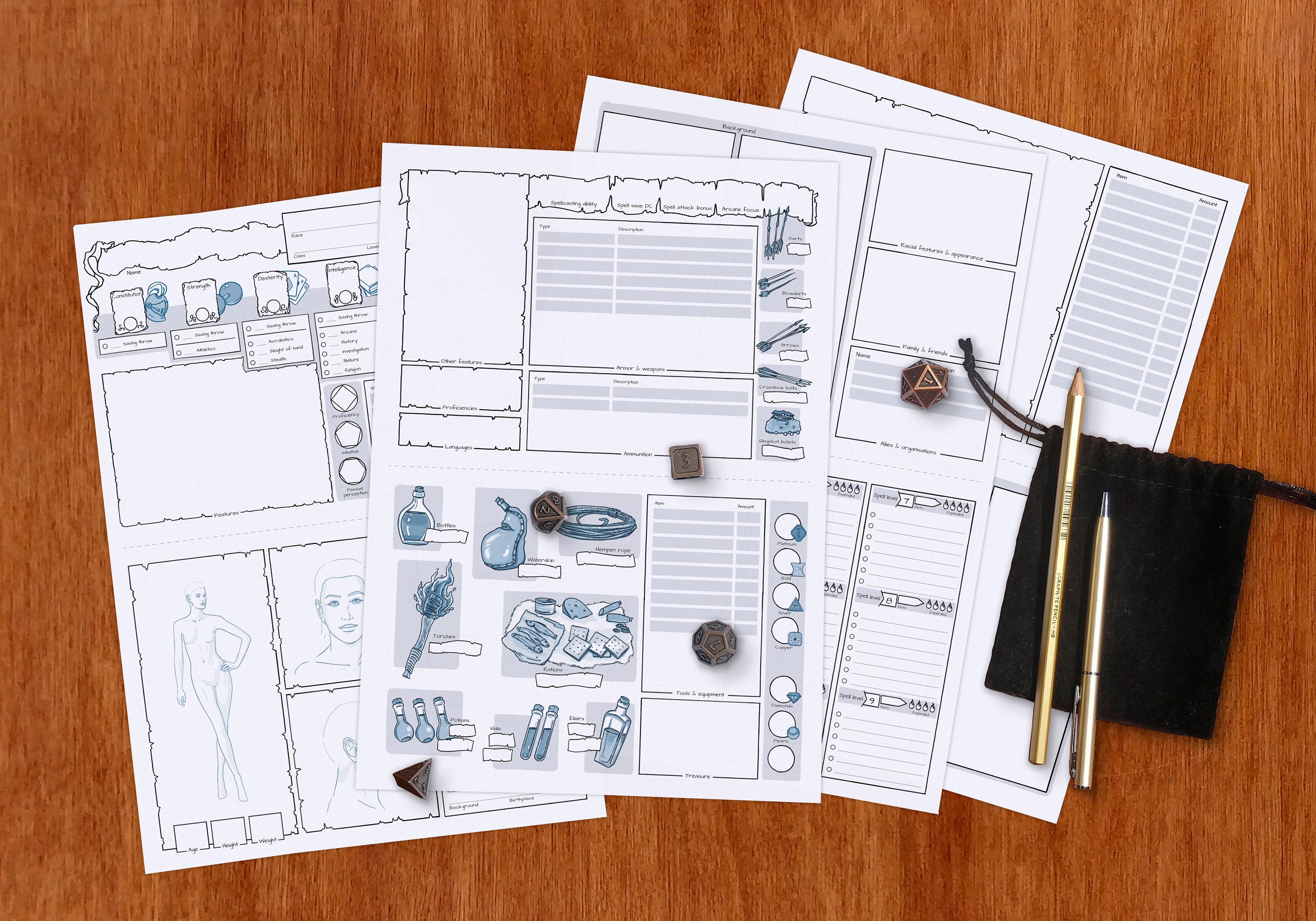 Extended Character Sheet A5 Landscape Dnd 5e Pdf Etsy Australia