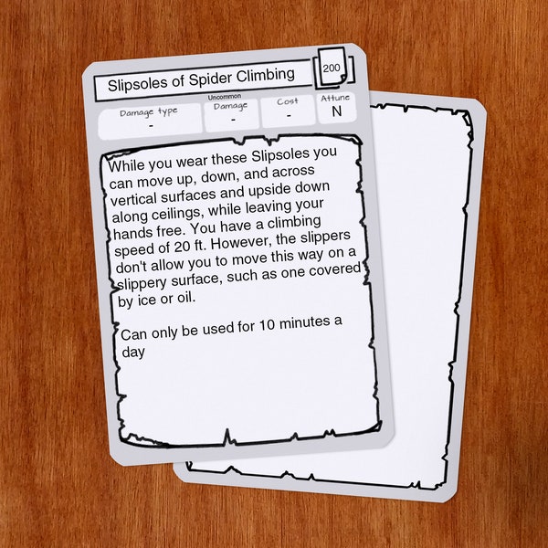 Dnd 5e Item Card Etsy
