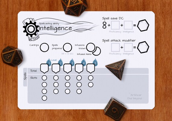 wallpapers Artificer 5E Symbol artificer spell slot tracker dnd 5e pdf etsy