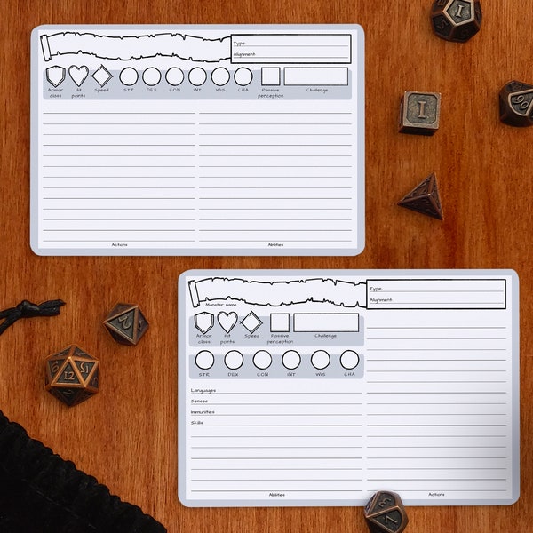 Dnd 5e Printable Monster Cards Etsy