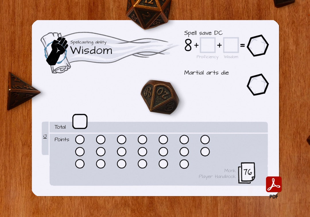 Monk Ki Tracker Dnd 5e PDF Etsy