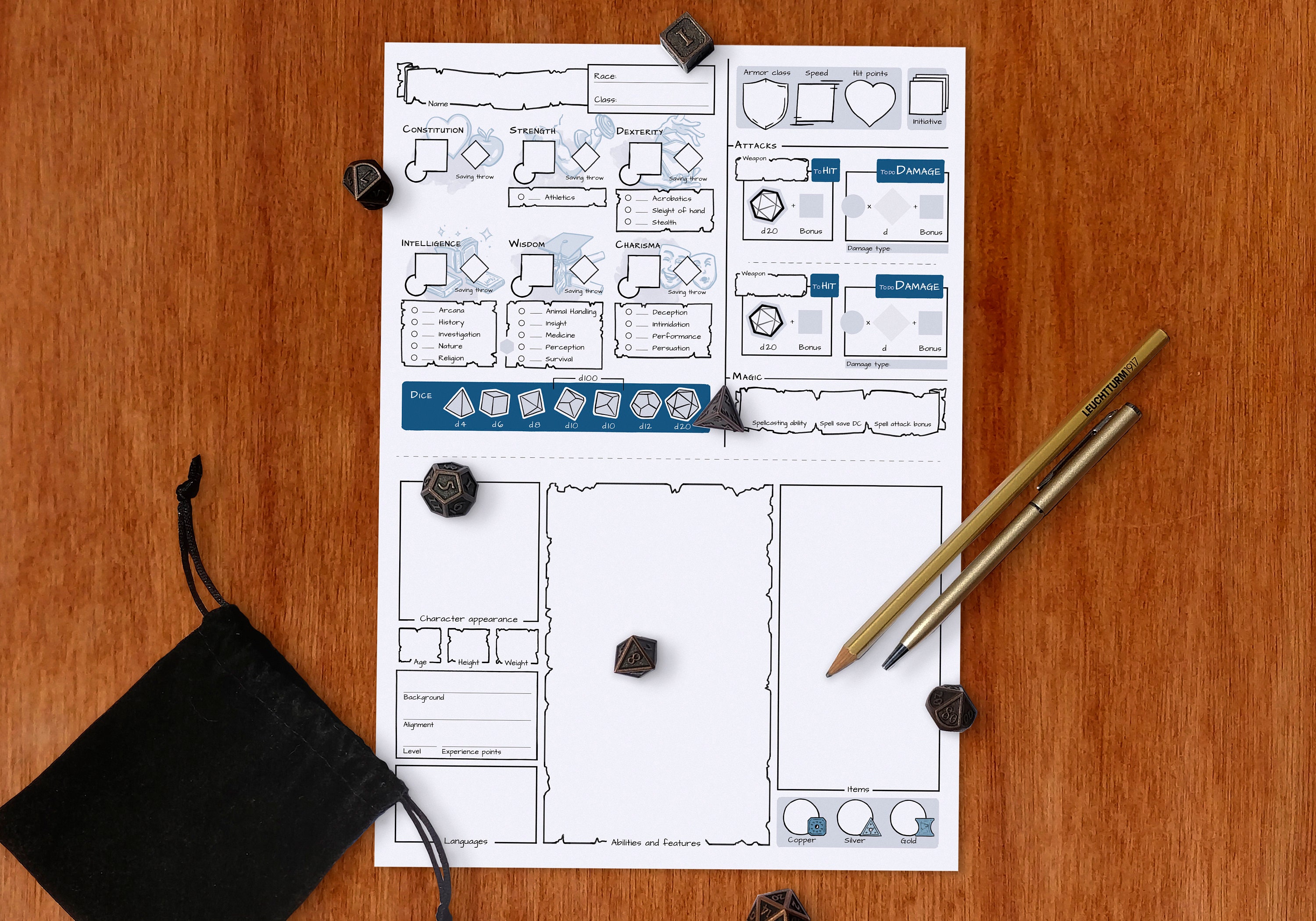 Beginners Character Sheet Dnd 5e PDF Fillable - Etsy Canada