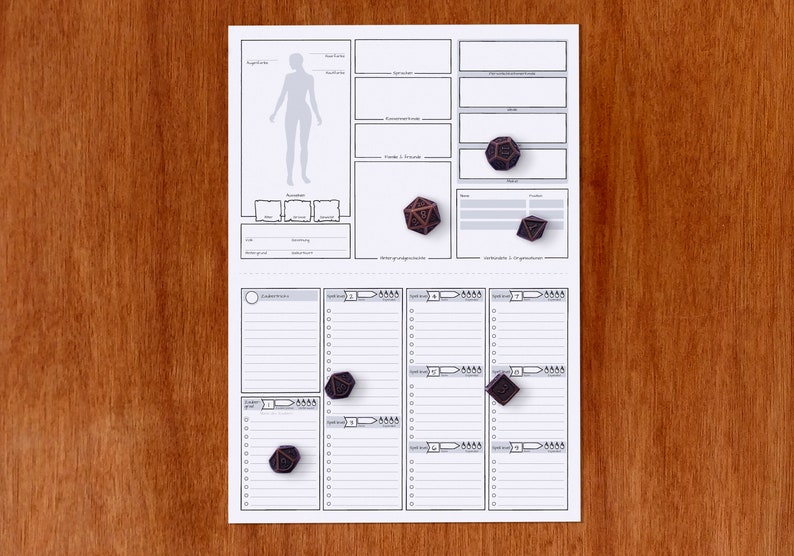 German Character Sheet Deutsche DnD 5e A4/A5 PDF Fillable image 3