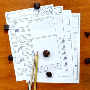 Simplified Character Sheet - A5 | Portrait | DnD 5e | PDF | Fillable | Male and Female