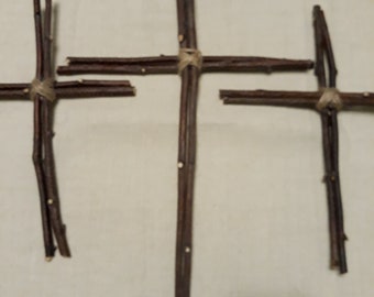 Croce primitiva 3 ramoscelli di legno croci arredamento pasquale ramoscello di legno di betulla naturale fatto a mano rustico crocifisso religioso altare strumento rituale spirituale