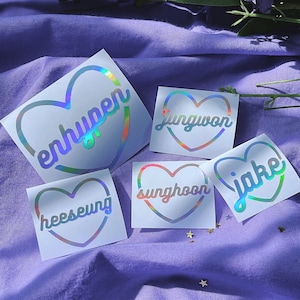 ENHYPEN Simple Heart Lightstick Holographic Decal Stickers for Engene!! // cute kpop decals for kpop concerts, deco, gifts, etc.