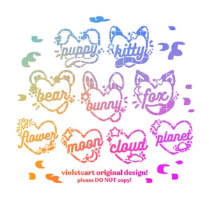 CUSTOM Heart Holographic Lightstick Decal Stickers / cute animal kpop custom decal for all lightsticks & laptop, phone, journal, polco deco