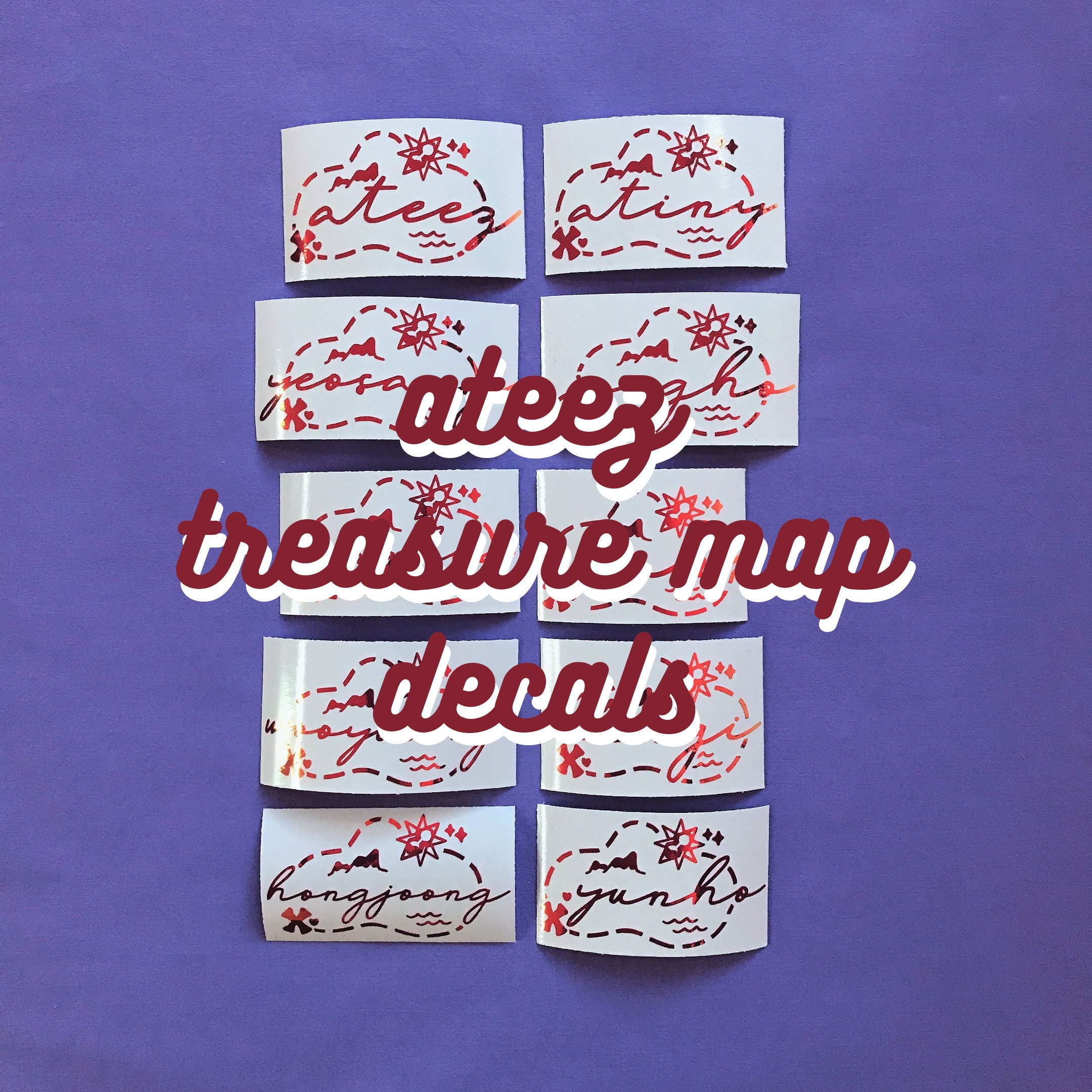 ATEEZ ペンライト 地図デザイン ATEEZ Treasure Map Lightstick Holographic Decal Stickers for