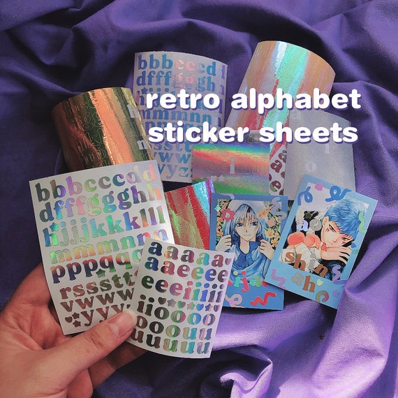 RETRO Alphabet Holographic Sticker Sheets consonants Vowels Sheets for  Polcos, Journal Spreads, Lightstick Deco, Etc 