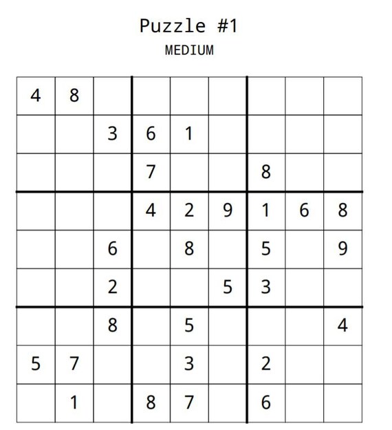 20 medium large print sudoku puzzle sheets with solutions etsy