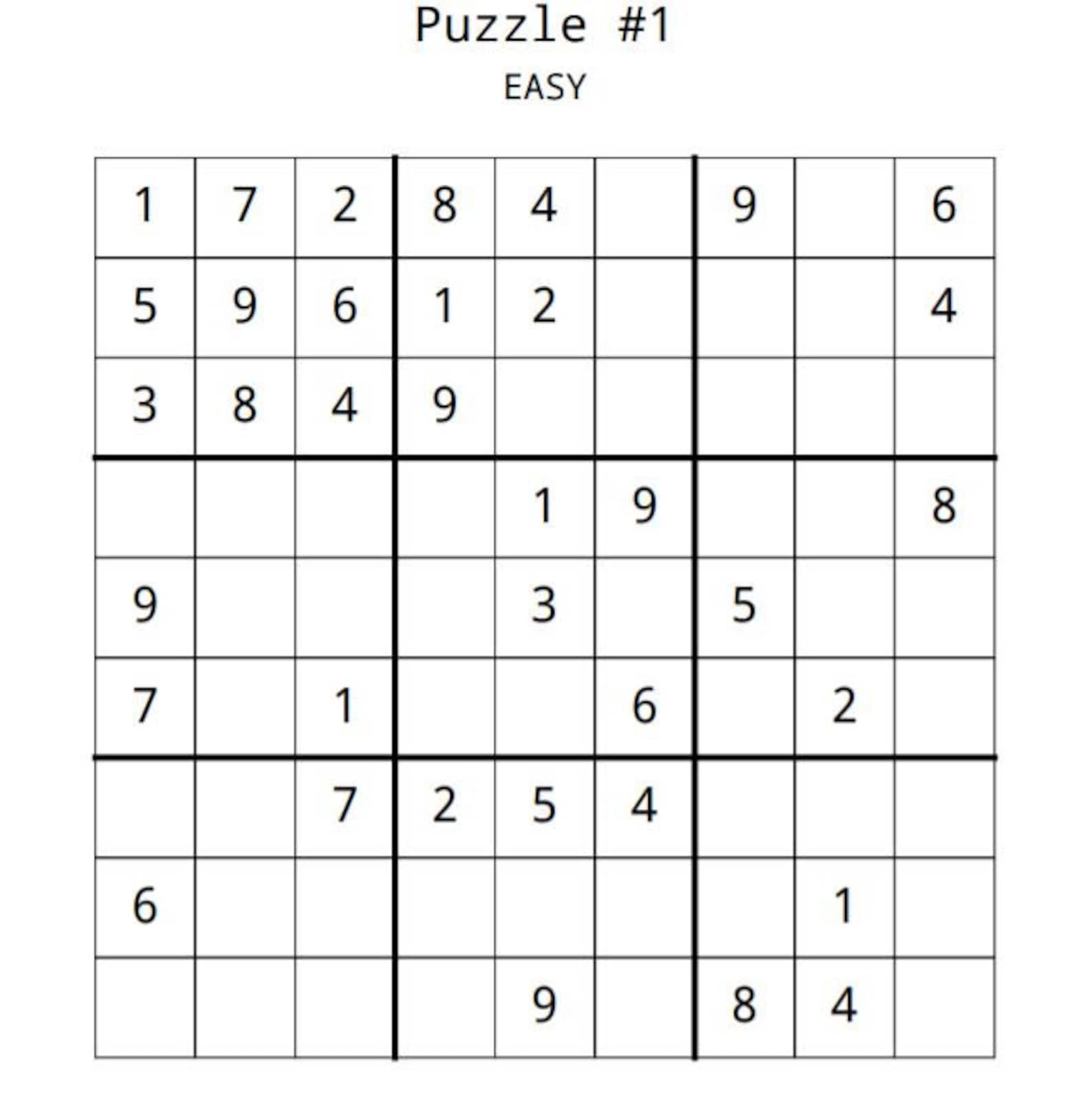 20 Easy Large Print Sudoku Puzzle Sheets With Solutions (Download Now