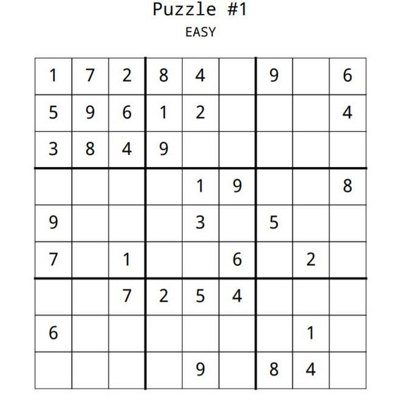 20 easy large print sudoku puzzle sheets with solutions etsy canada