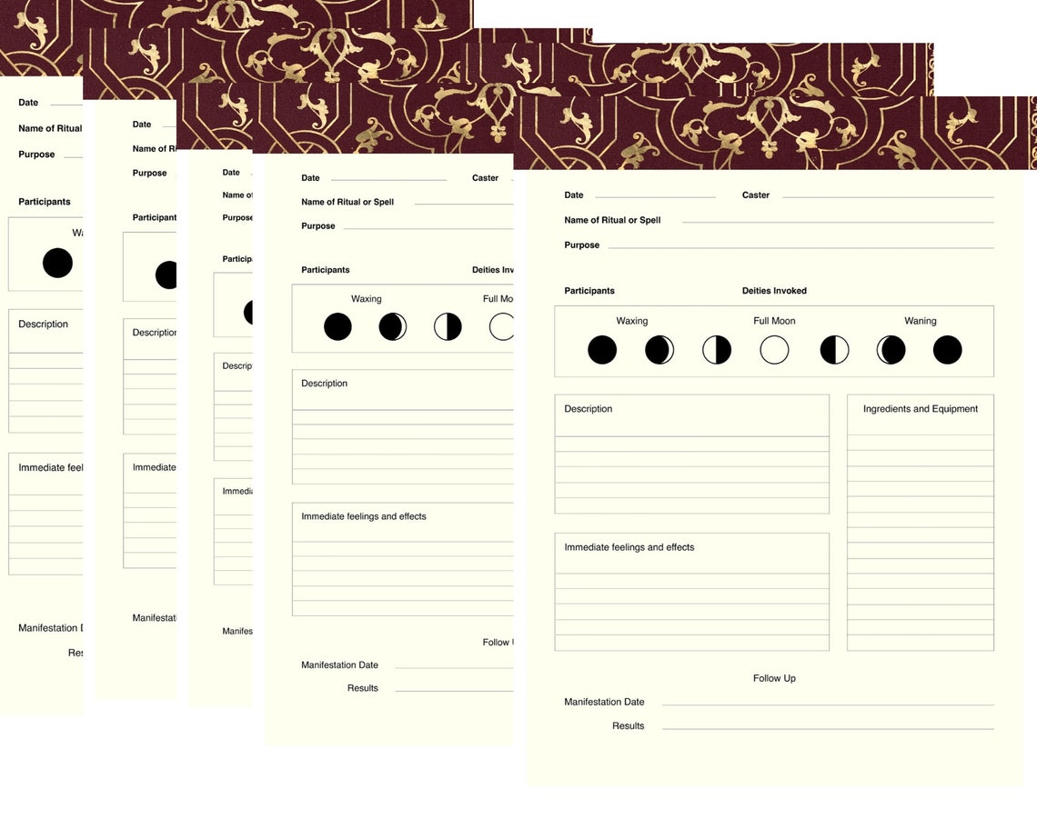 Grimoire spell Paper Journal Printable PDF Pages. Book of - Etsy