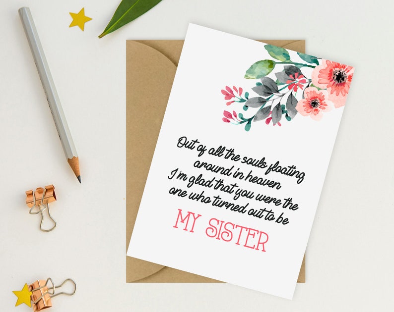 Sister Appreciation Card Printable Sister Quote Card 4x6 & Etsy