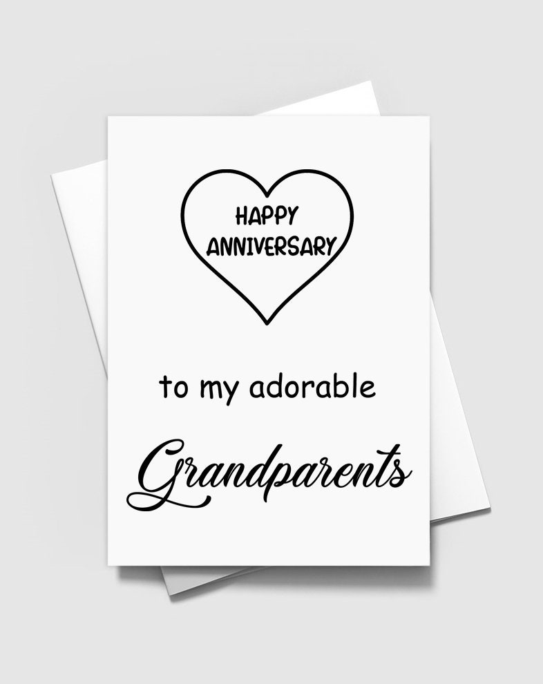 Grandparents Anniversary Greeting Cards Printable Etsy