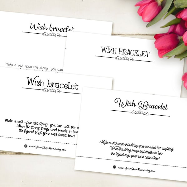 Customizable Wish Bracelet Display Cards Set, Printable Bracelet Display Cards Templates, Custom Bracelet Card Holder, Personalizable Cards