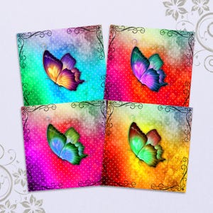 Afdrukbare afbeeldingen vlinders 3,8 x 3,8 inch tegels digitale vlinder downloaden voor onderzetters Kaarten maken Magneten decoupage Scrapbooking Knutselen