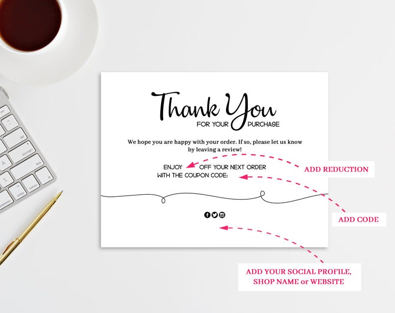 Printable Thank You for Order Card Template Custom Thank You - Etsy