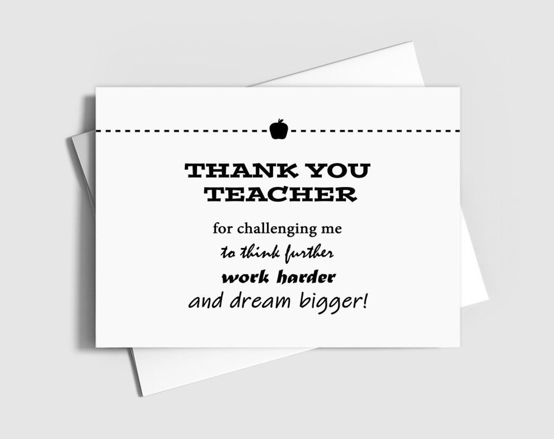 Thank You Teacher Card Printable Folded Postcards With Etsy