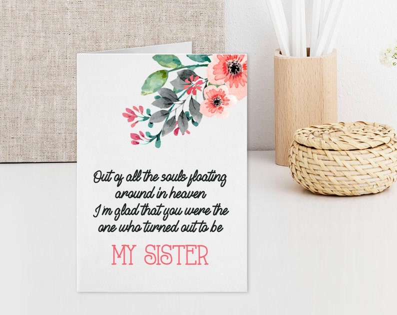 Sister Appreciation Card Printable Sister Quote Card 4x6 & Etsy