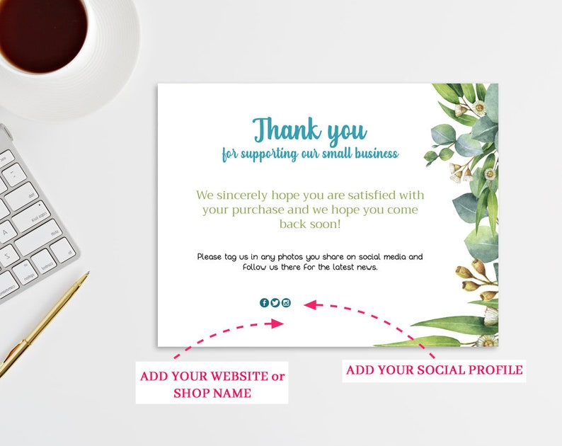 Printable Thank You for Order Card Template Custom Thank You - Etsy
