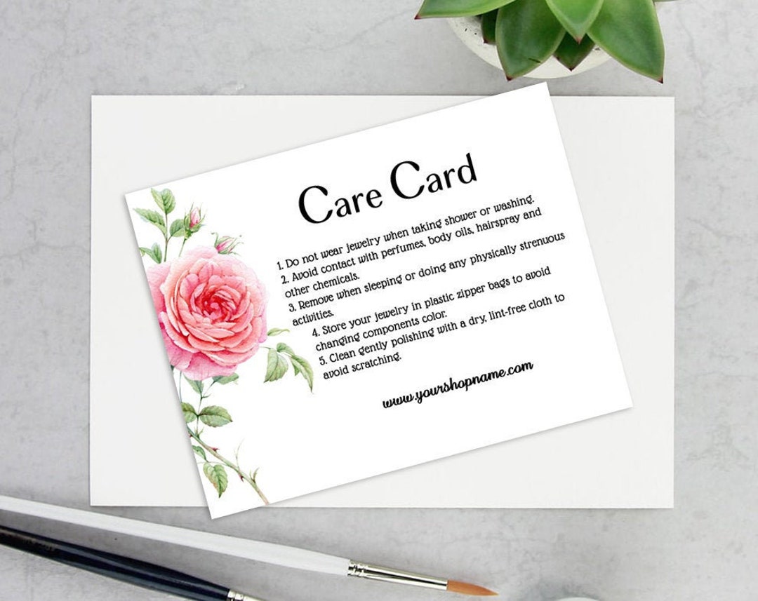 Printable Jewelry Care Cards Template Custom Care Instruction Etsy Printable Jewelry Care Cards Template Custom Care Instruction Etsy