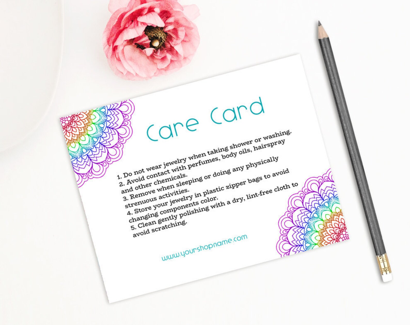 Printable Jewelry Care Cards Template Custom Care Instruction - Etsy España