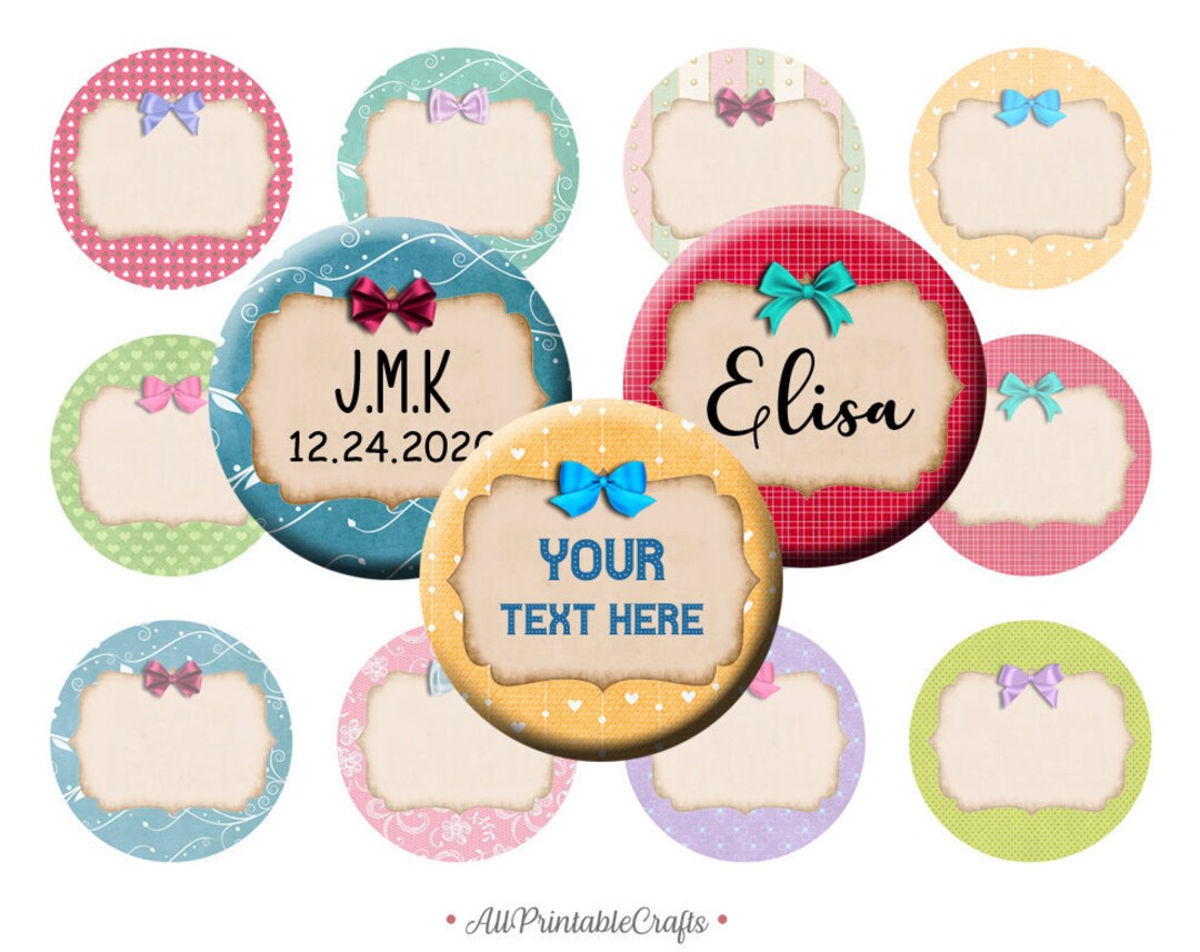 Printable Bottle Cap Images Personalized 1 Inch Circles 25mm - Etsy