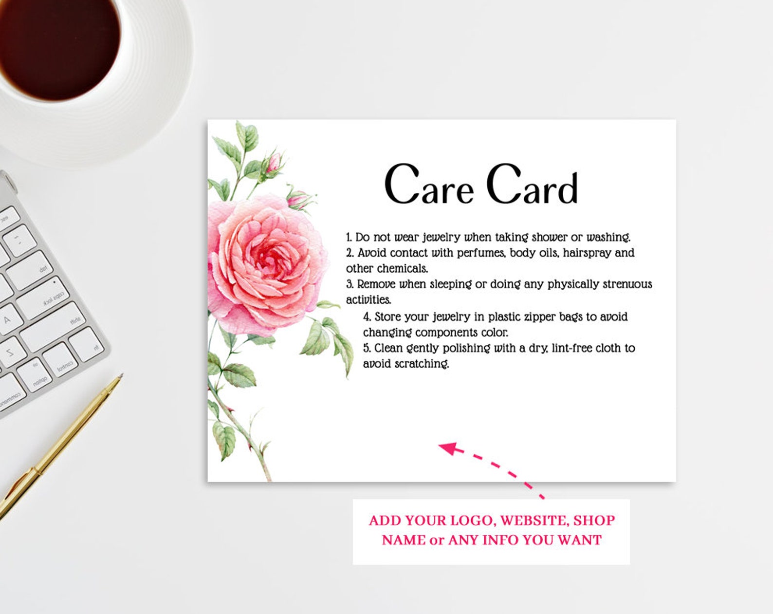 Printable Jewelry Care Cards Template Custom Care Instruction - Etsy