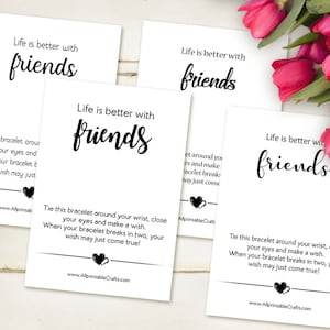 Customized Friends Wish Bracelet Display Cards, Printable Bracelet Display Cards Templates, Custom Bracelet Card Holder, Personalized Cards