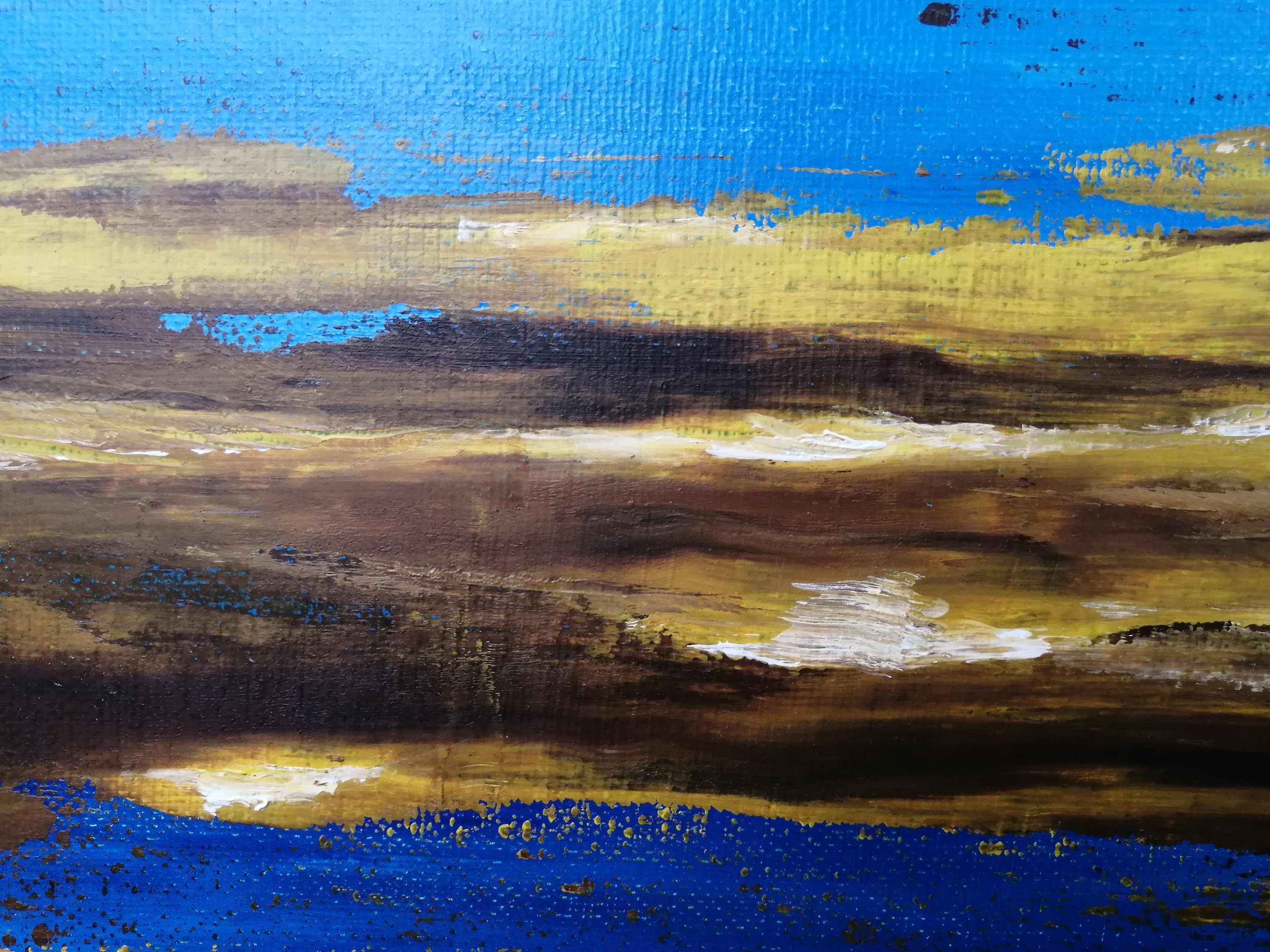 Blue Gold Abstract Canvas Original Oil Painting Modern Home Etsy