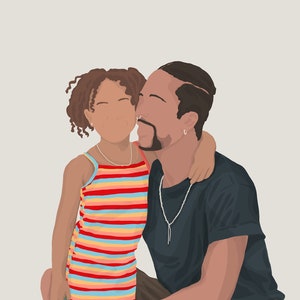 minimal illustration, minimal faceless, dad portrait, custom dad portrait, drawing for him, family drawing, drawing for him, personalized gift for him, custom portrait, flat portrait, illustration commission, faceless portrait, dad and son portrait