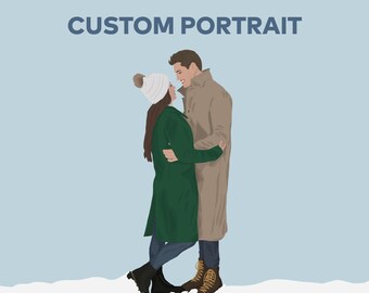 Custom Couple Portrait, Faceless Illustration, Personalized Gifts (Digital)