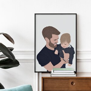 minimal illustration, minimal faceless, dad portrait, custom dad portrait, drawing for him, family drawing, drawing for him, personalized gift for him, custom portrait, flat portrait, illustration commission, faceless portrait, dad and son portrait