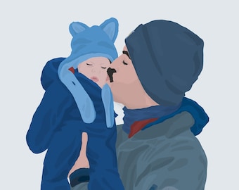 Ritratto personalizzato del papà da foto, regalo per la festa del papà (PDF/JPEG/PNG digitale)