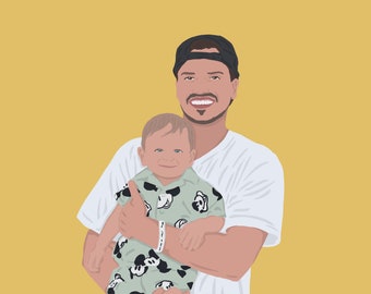 Father&#39;s Day Gifts, Dad Portrait, Faceless Portrait, Personalized Gifts For Dad, Dad Gifts, Portrait Illustration, Wall Art For Dad