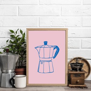 coffee print, espresso print, moka pot print, pink coffee, cafe png, coffee png, kitchen decor, moka pot sketch, espresso png, espresso poster, coffee bar print, coffee illustration, moka pot drawing, moka pot illustration, bialetti print