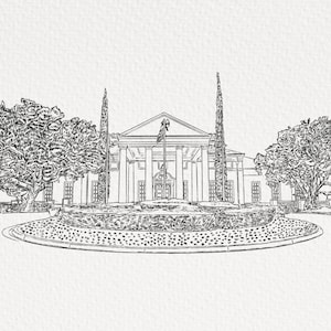 Schets aangepaste locatie, portret locatie, lijntekening locatie, portret trouwlocatie, handgetekende locatie, instant download, locatiekunst
