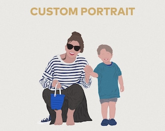 Custom Mother Portrait, Mom Drawing, Personalized Mother’s Day Gifts, Unique Auntie Gifts, First Time Mom Gifts, Memorable Gifts For Mom