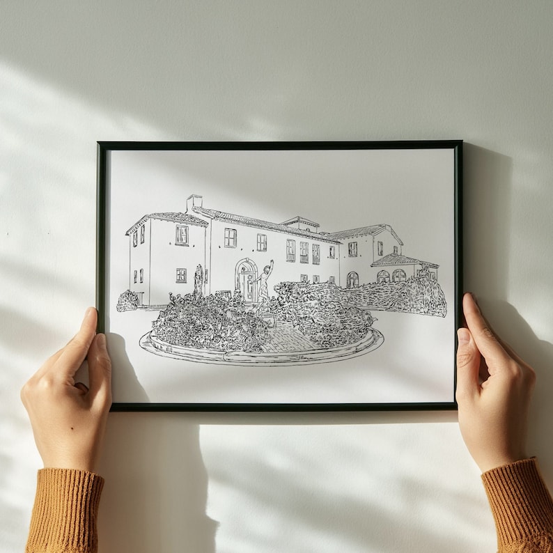 custom venue sketch, hand drawn venue, venue drawing, custom wedding invitation, wedding invite, venue line drawing, venue Illustration, venue portrait, home portrait, custom home portrait, personalized venue drawing, wedding venue illustration