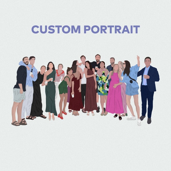 Custom Group Portrait, Faceless Portrait, Team Portrait, Family Illustration, Group Drawing, Group Gifts, Gifts For Coworkers, Employee Gift
