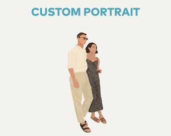 Custom Flat Portrait, Faceless Portrait, Portrait From Photo, Couple Illustration, Family Portrait Drawing, Minimal Vector, Dad Portrait