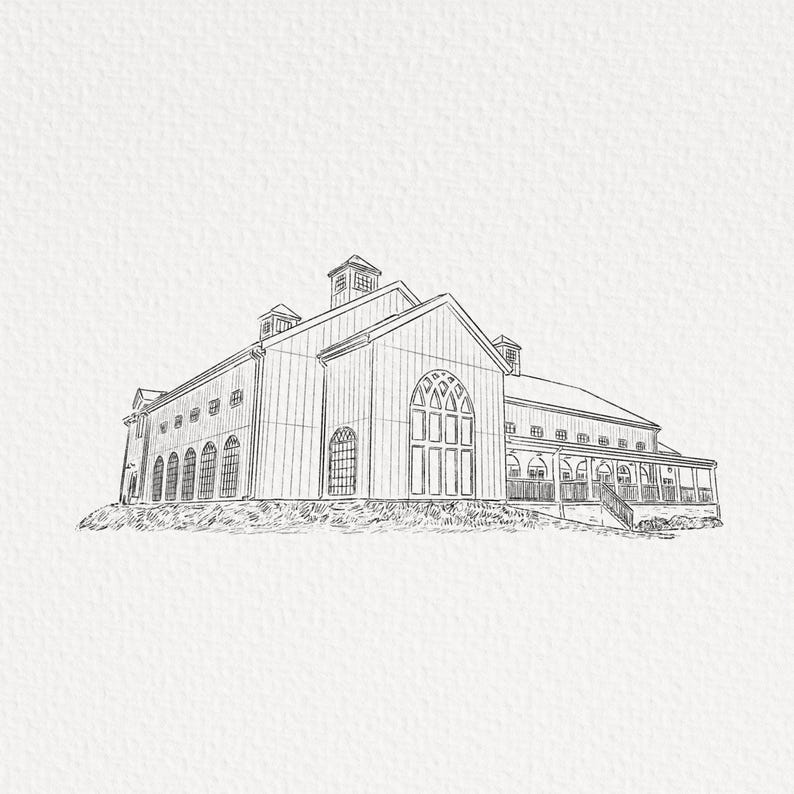 Custom Venue Line Drawing: Personalized Wedding Venue Illustration ...